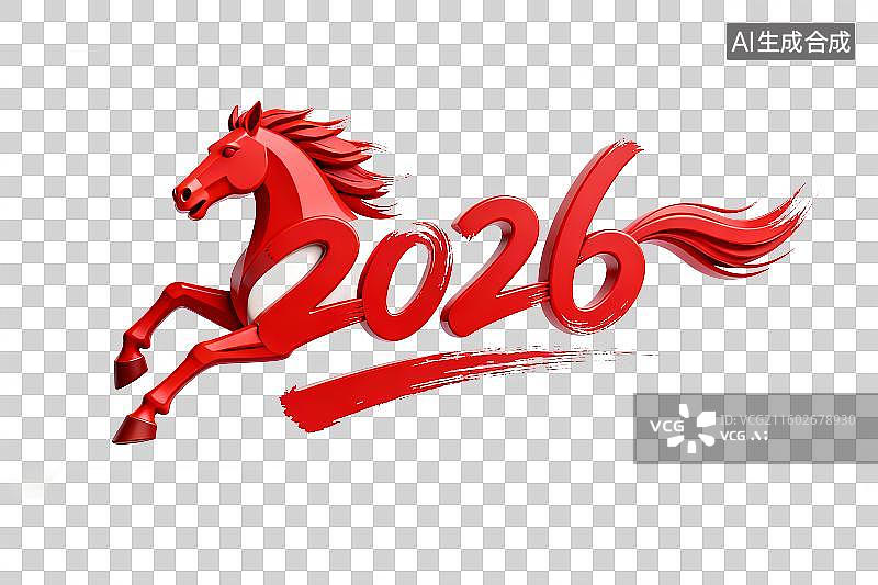 【AI数字艺术】3D免抠元素，数字设计2026马年，新年春节概念图片素材