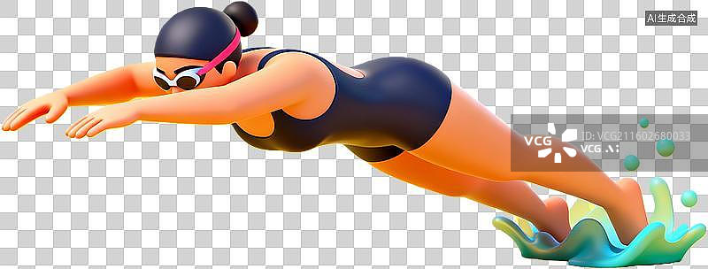 【AI数字艺术】女子跳水入水瞬间图片素材