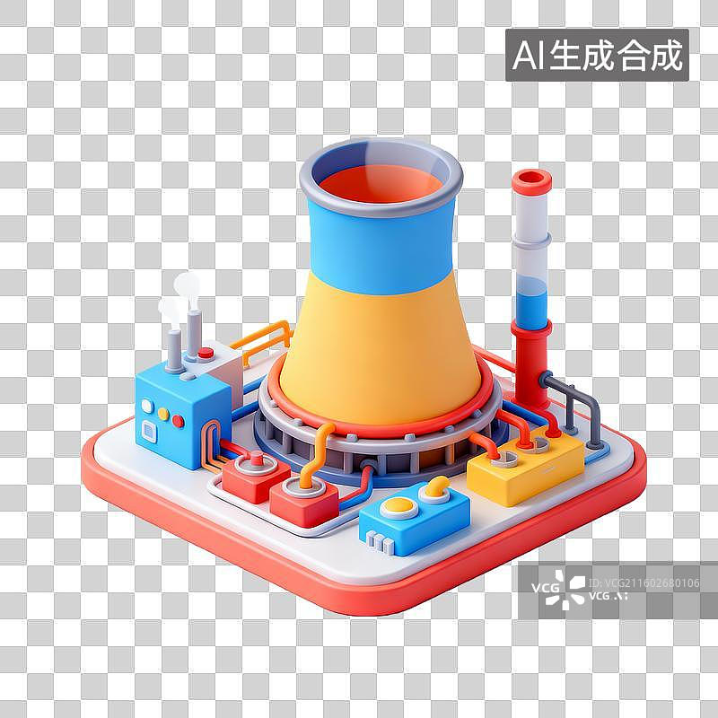 【AI数字艺术】卡通风格圆角核反应堆模解剖型图片素材