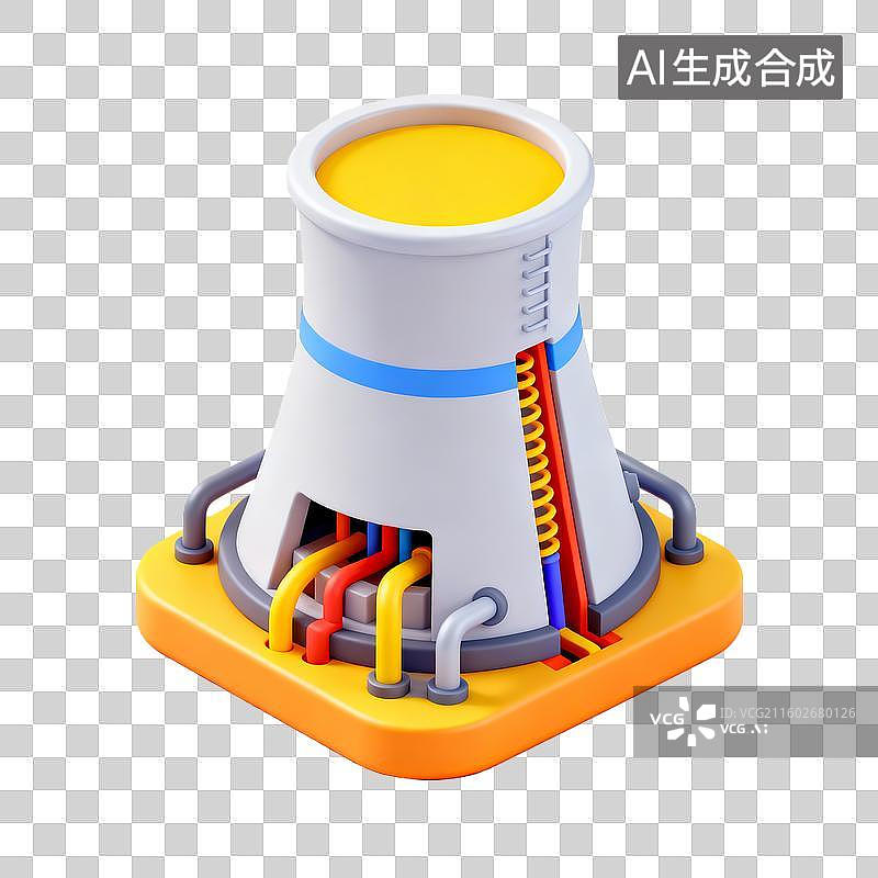 【AI数字艺术】卡通风格圆角核反应堆模解剖型图片素材
