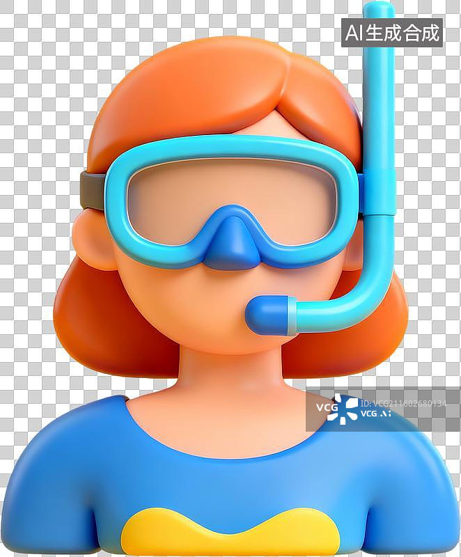 【AI数字艺术】潜水装备卡通人物图片素材