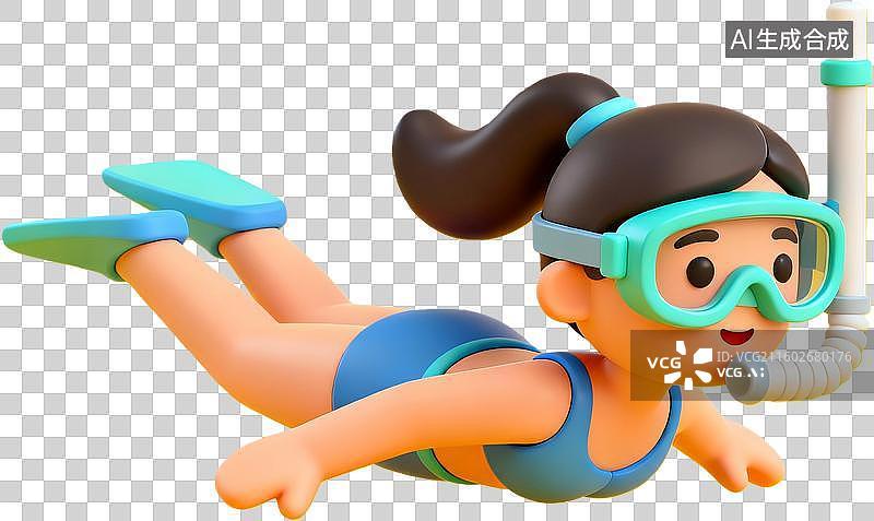 【AI数字艺术】女孩潜水游泳运动图片素材