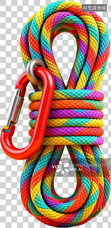 【AI数字艺术】彩色绳子与红色安全扣图片素材