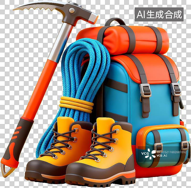 【AI数字艺术】登山装备工具展示图片素材