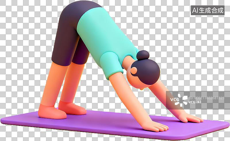 【AI数字艺术】瑜伽下犬式动作展示图片素材