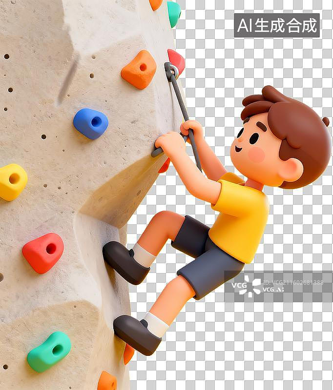 【AI数字艺术】攀岩运动儿童攀爬训练图片素材