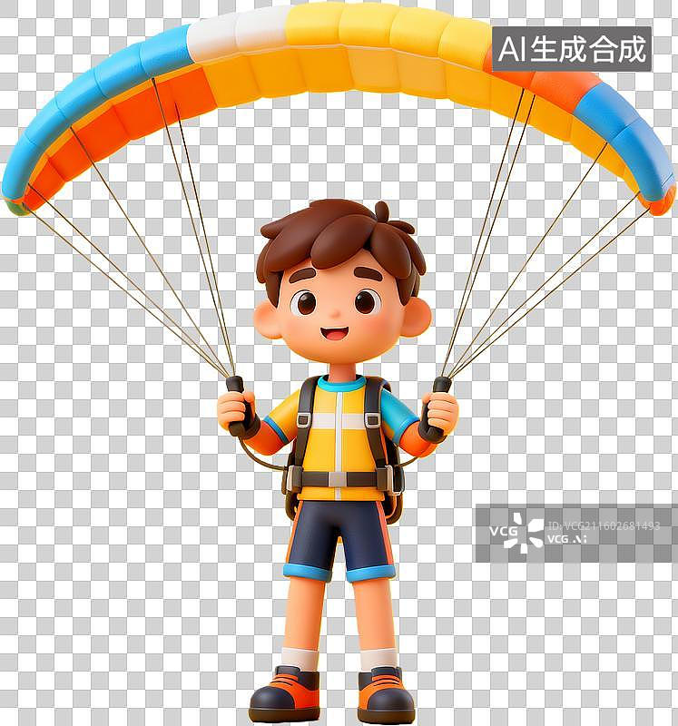 【AI数字艺术】滑翔伞运动快乐男孩图片素材