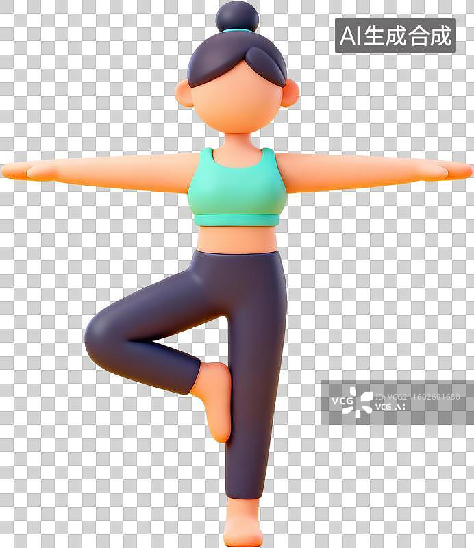 【AI数字艺术】瑜伽树式动作展示图片素材