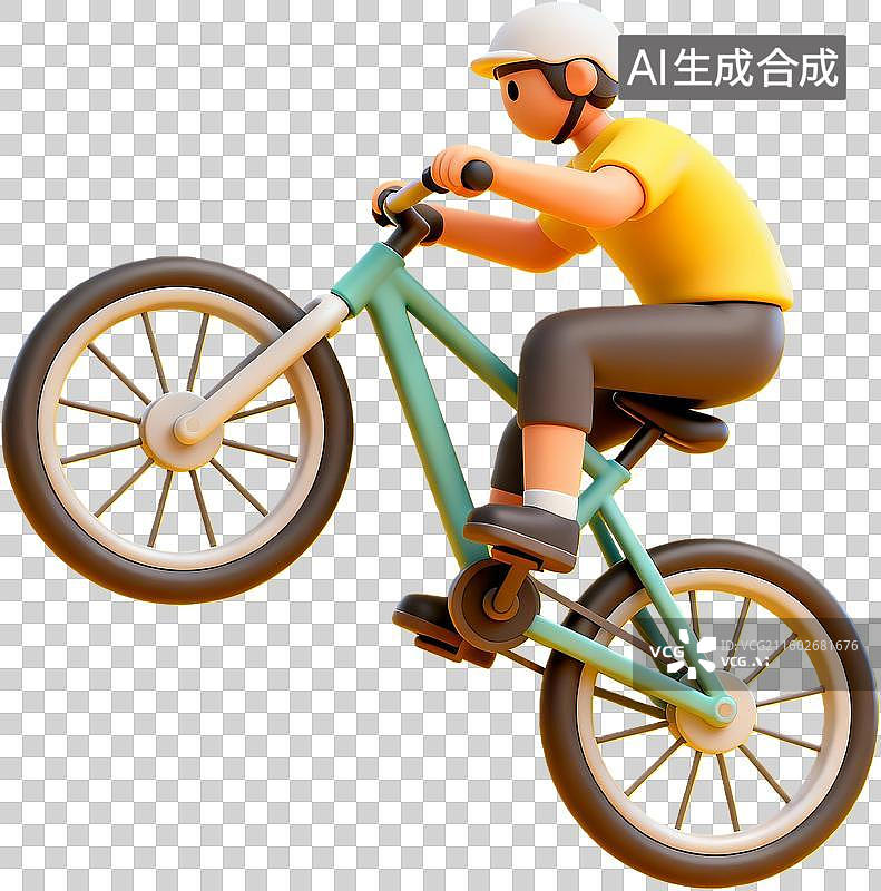 【AI数字艺术】骑自行车玩特技的卡通人物图片素材