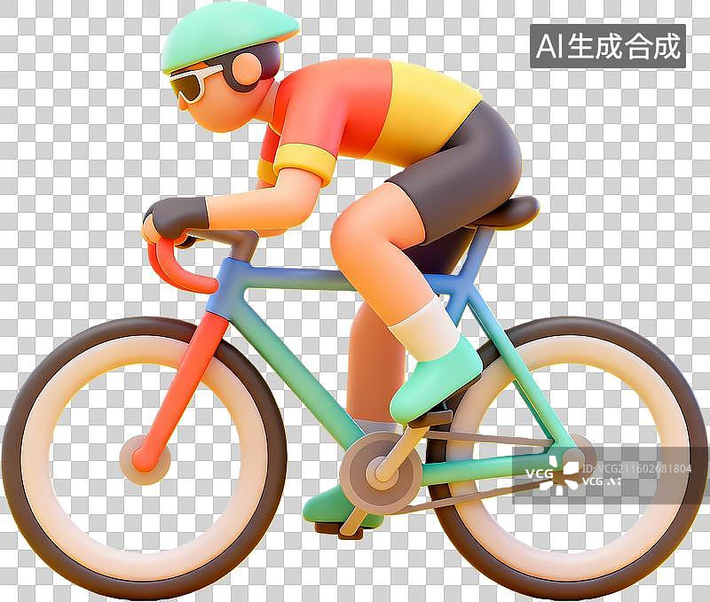 【AI数字艺术】卡通骑自行车的运动员图片素材