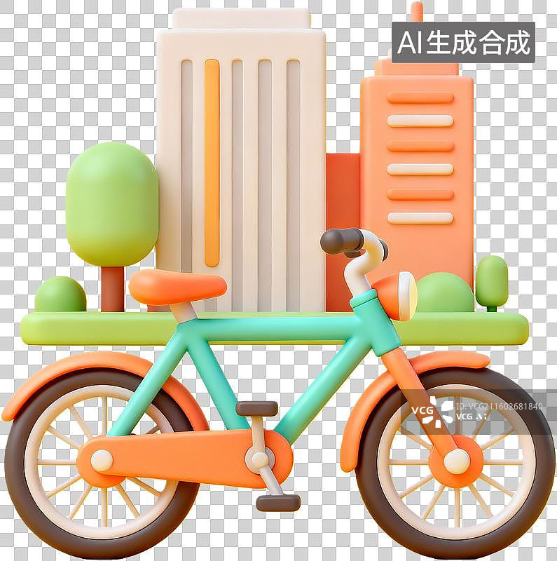 【AI数字艺术】城市自行车绿色出行图片素材