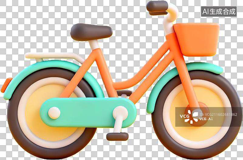 【AI数字艺术】卡通风格彩色自行车图片素材