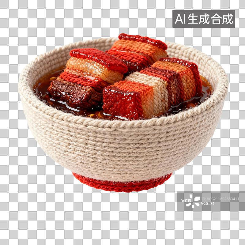 【AI数字艺术】毛线风格的红烧肉图片素材