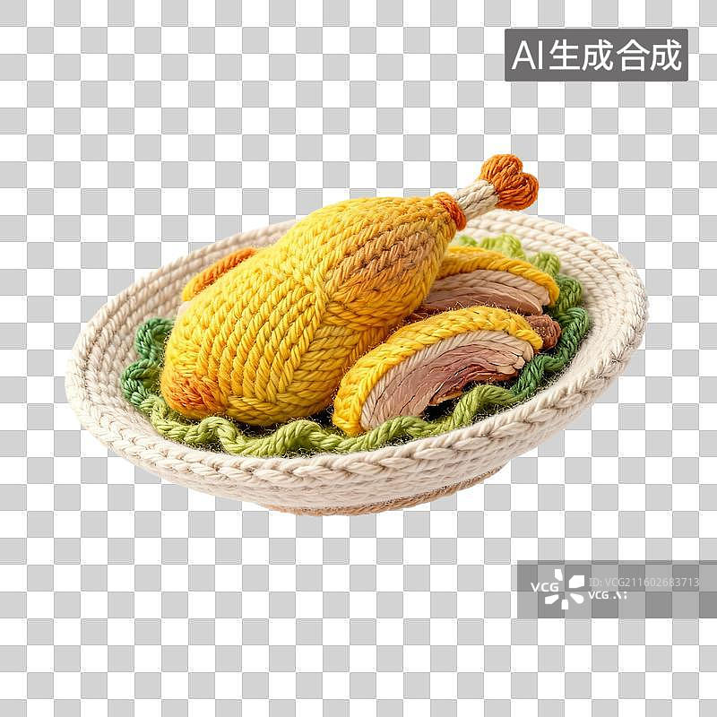 【AI数字艺术】毛线风格的一盘鸭肉图片素材