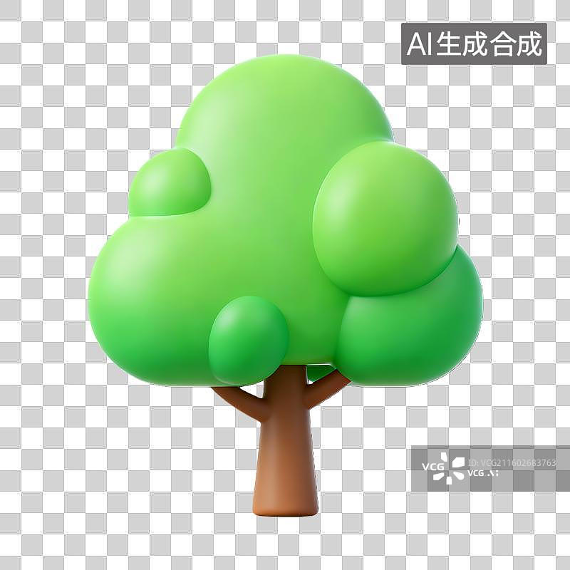 【AI数字艺术】绿色树木的简略图标图片素材