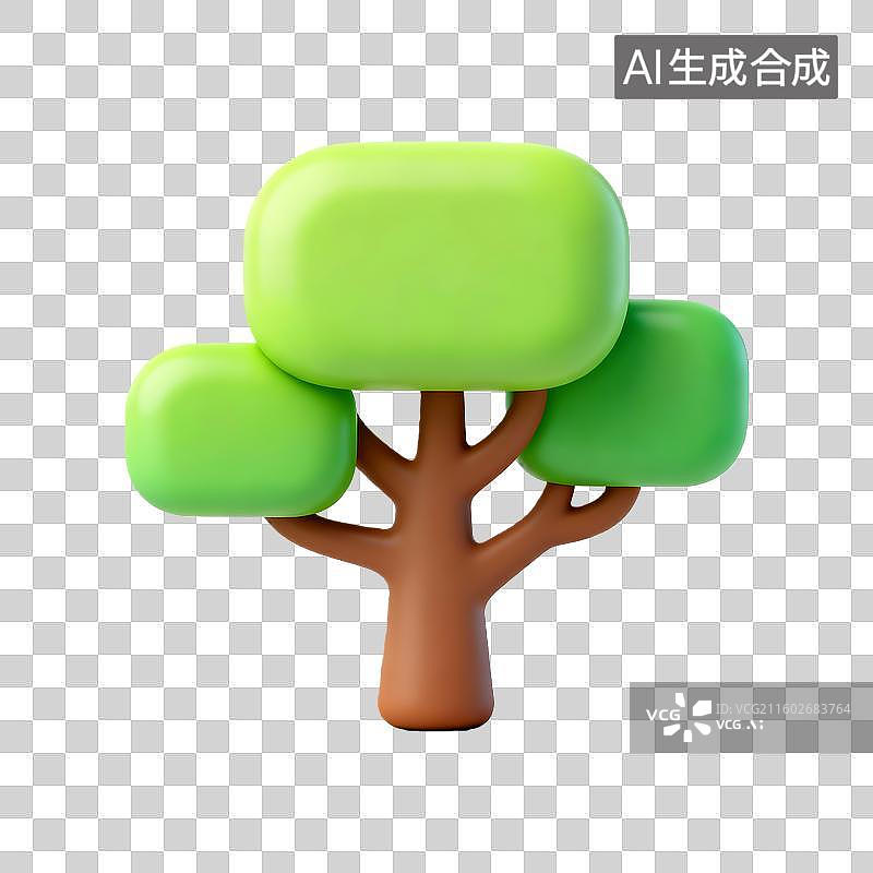 【AI数字艺术】绿色树木的简略图标图片素材