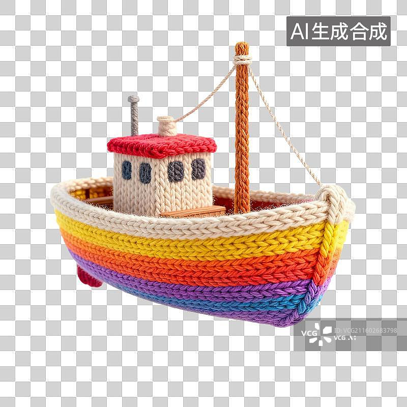 【AI数字艺术】毛线风格的渔船图片素材