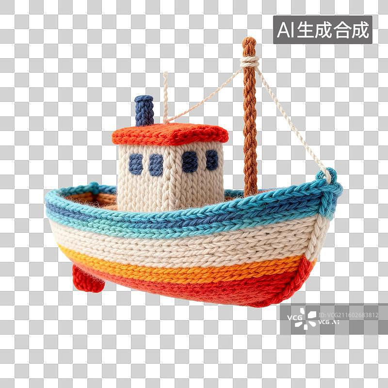 【AI数字艺术】毛线风格的渔船图片素材