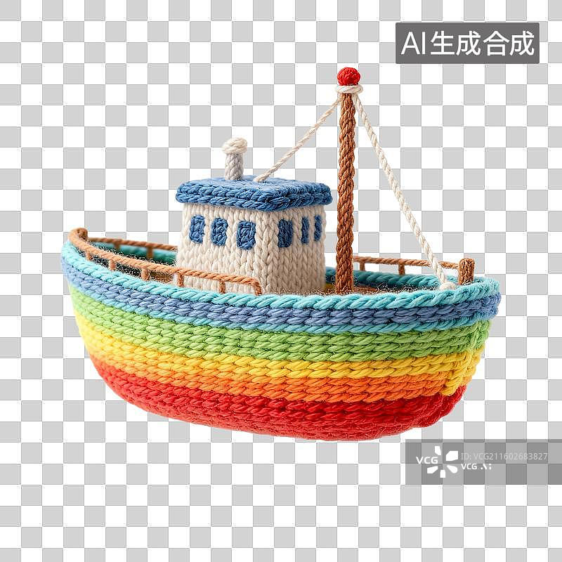 【AI数字艺术】毛线风格的渔船图片素材