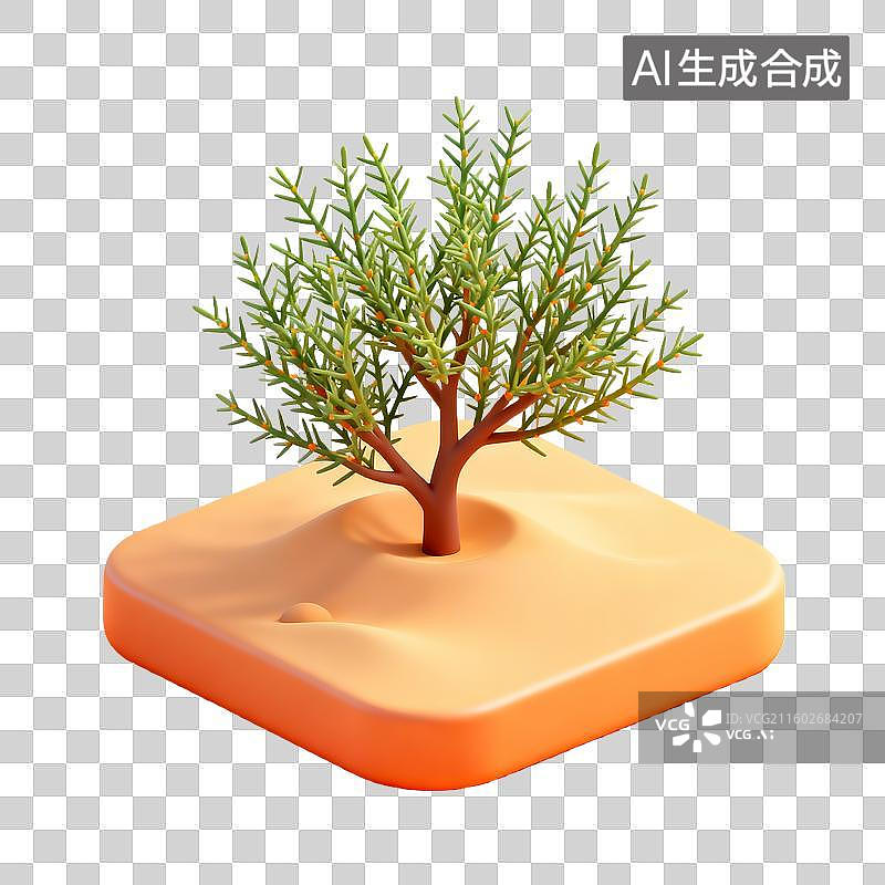 【AI数字艺术】沙漠里种植的梭梭树图片素材