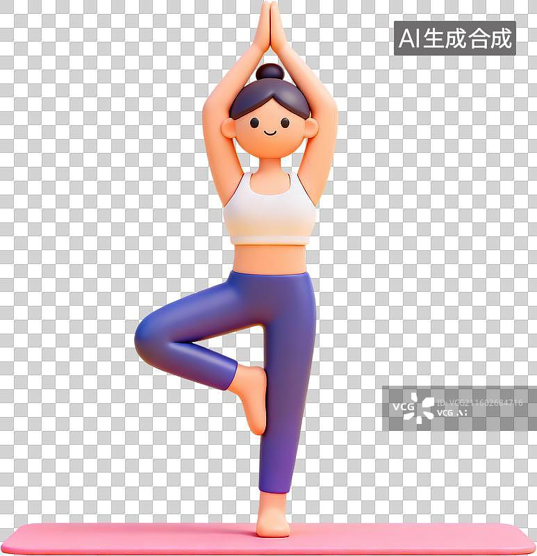 【AI数字艺术】瑜伽人物树式动作图片素材