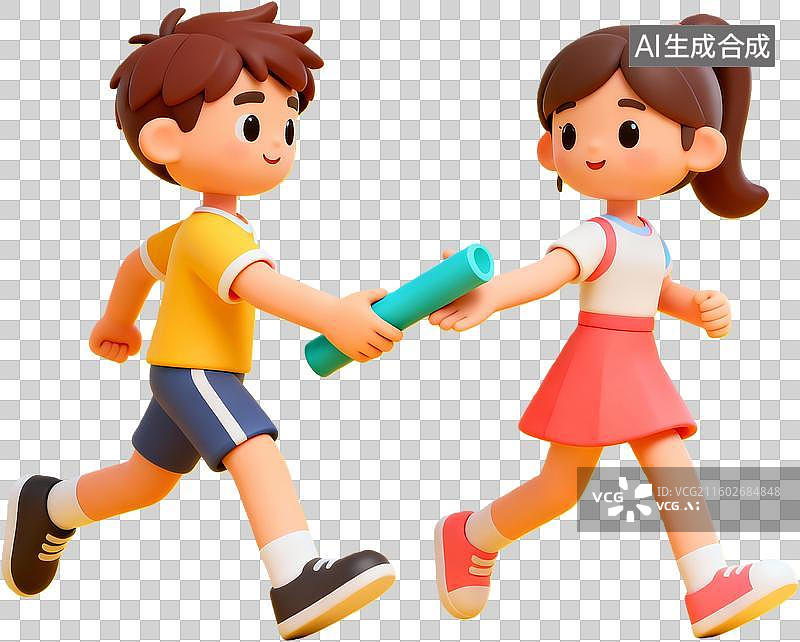 【AI数字艺术】儿童接力赛跑传递接力棒图片素材
