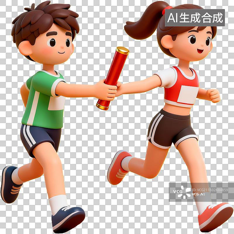 【AI数字艺术】儿童接力赛跑步传递接力棒图片素材