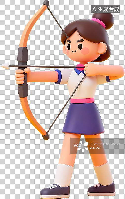 【AI数字艺术】女孩射箭运动姿势图片素材