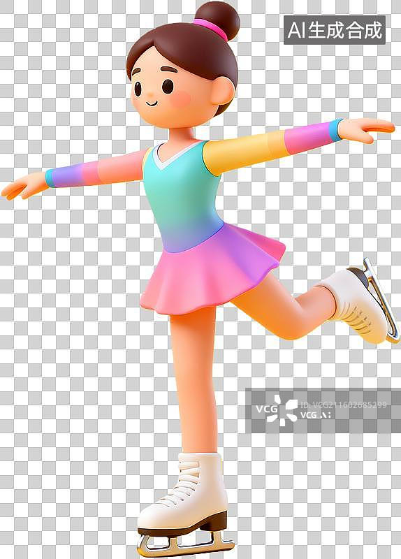 【AI数字艺术】女孩花样滑冰表演图片素材