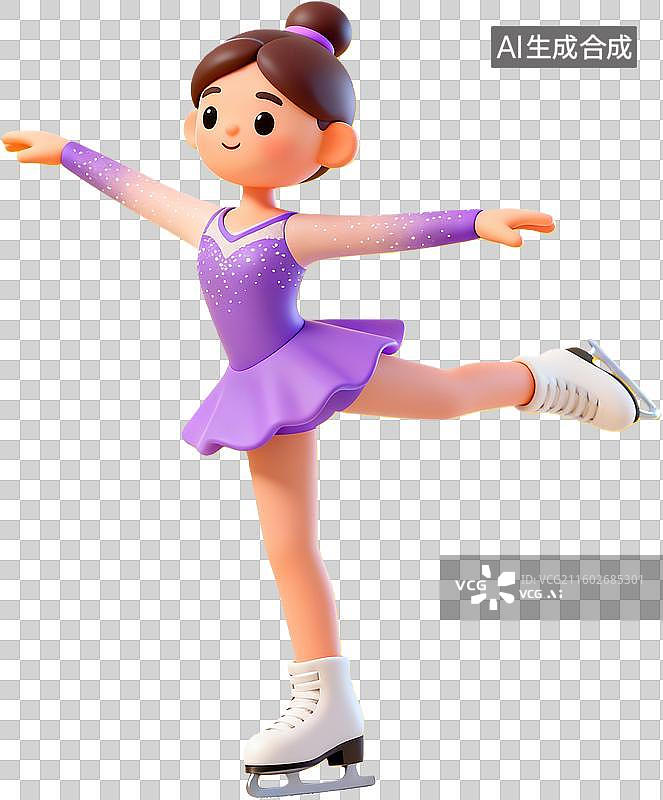 【AI数字艺术】女孩花样滑冰紫色表演服图片素材