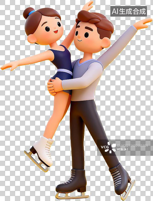 【AI数字艺术】花样滑冰双人滑冰表演图片素材