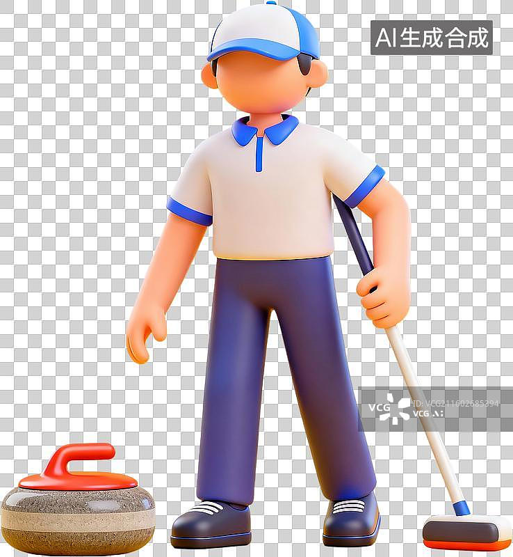 【AI数字艺术】冰壶运动员准备投壶图片素材
