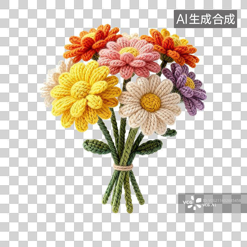【AI数字艺术】毛线风格的菊花花束图片素材