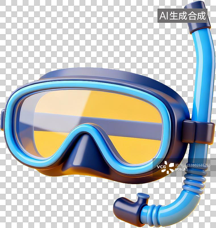 【AI数字艺术】蓝色潜水镜和呼吸管图片素材