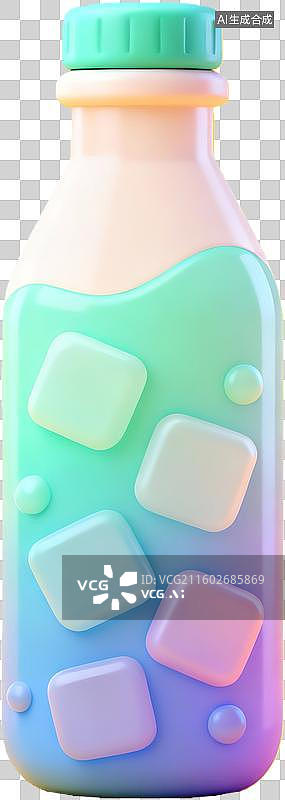 【AI数字艺术】渐变饮料瓶冰块设计图片素材