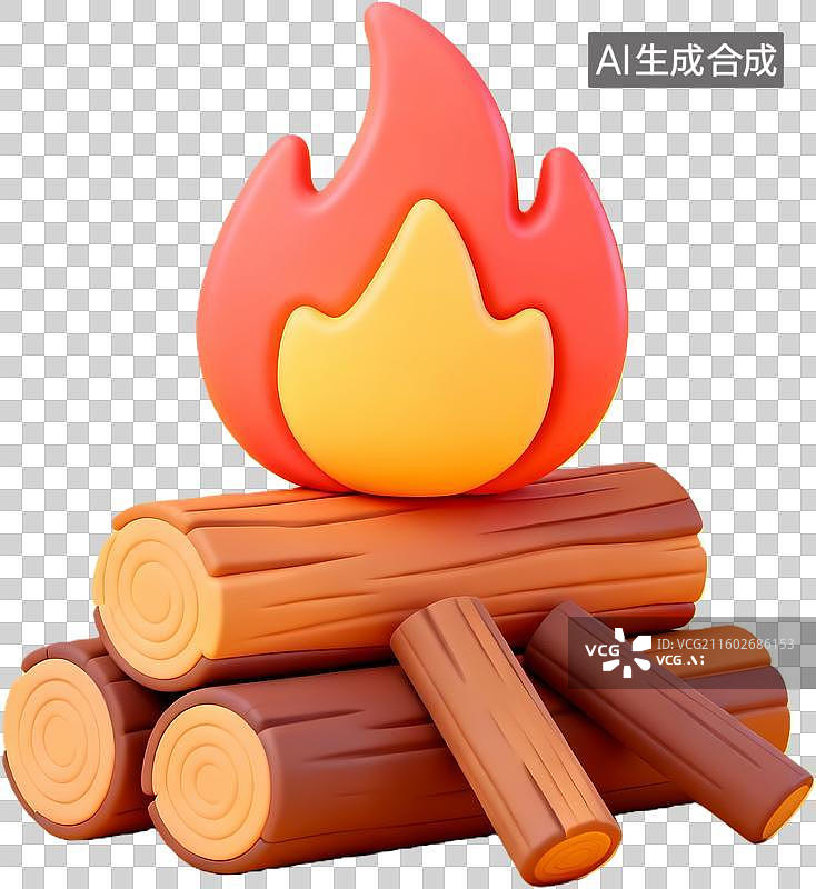 【AI数字艺术】卡通篝火燃烧场景图片素材