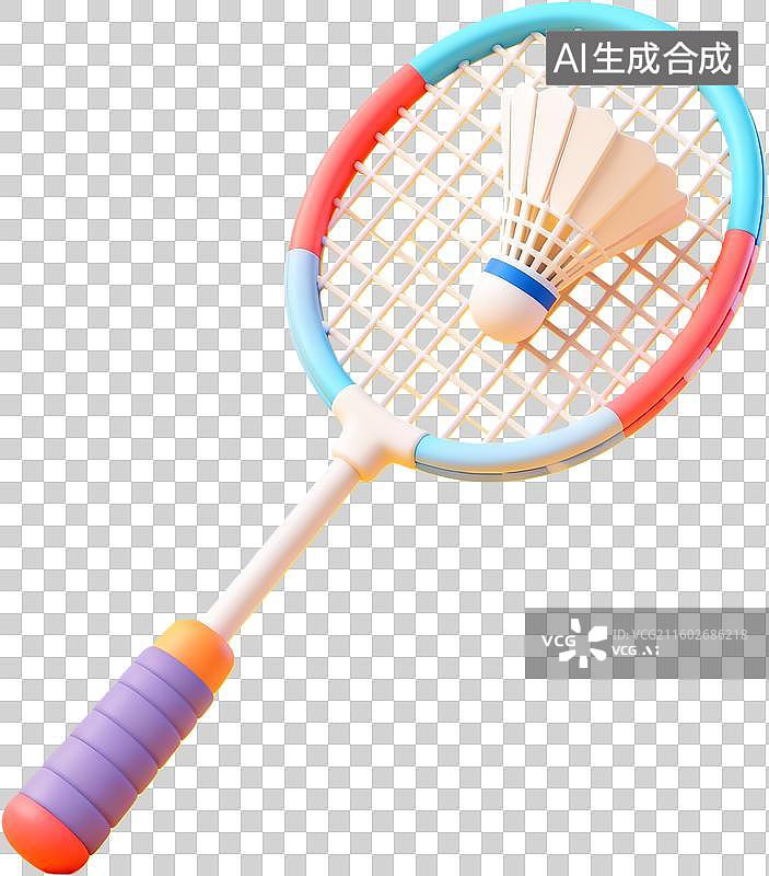 【AI数字艺术】彩色羽毛球拍与球图片素材