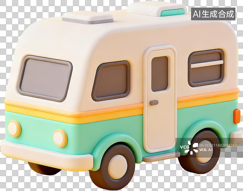 【AI数字艺术】卡通房车模型设计图片素材