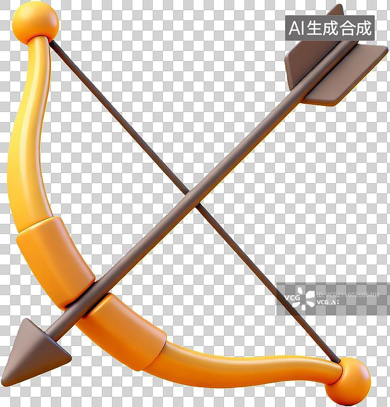 【AI数字艺术】黄色弓箭3D模型展示图片素材