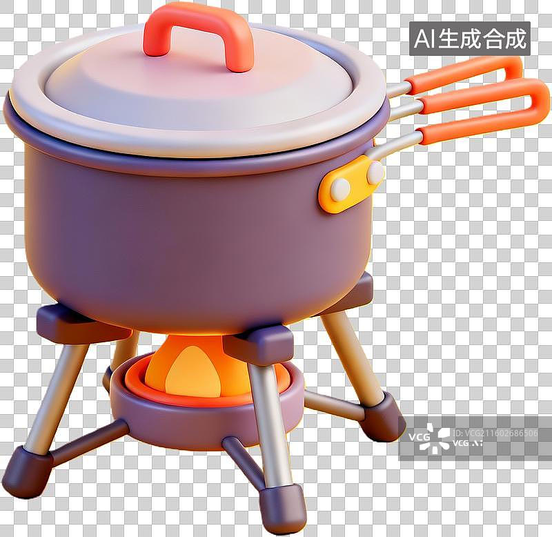【AI数字艺术】紫色锅具和炉子的卡通形象图片素材