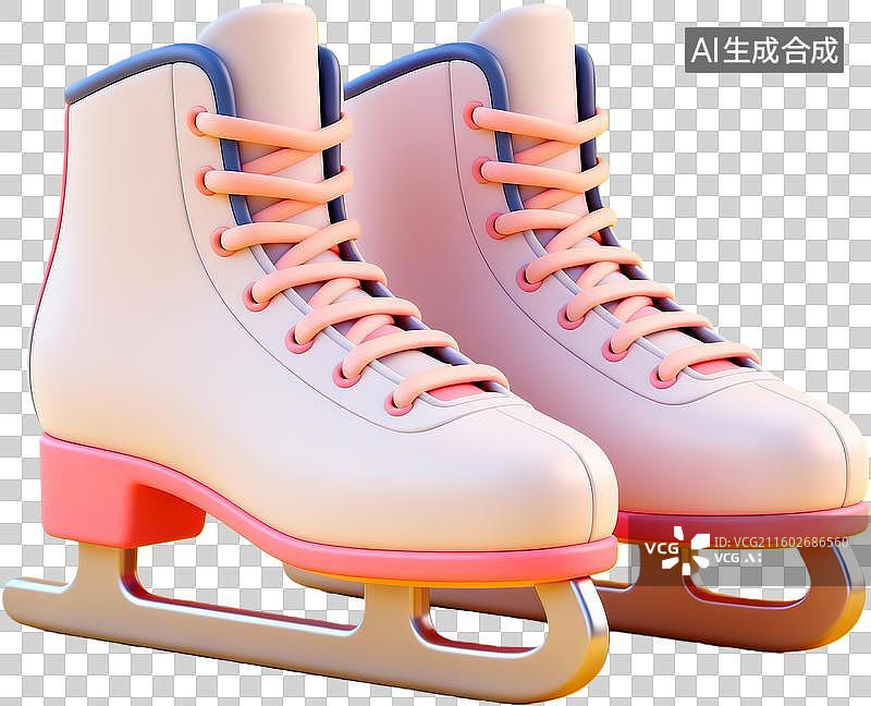 【AI数字艺术】粉色系冰刀鞋滑冰装备图片素材