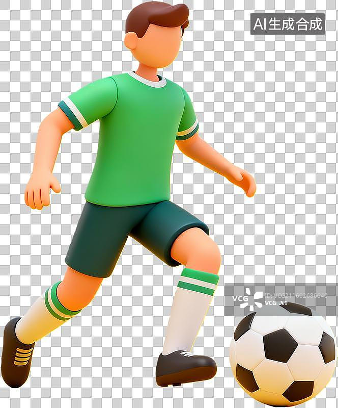 【AI数字艺术】绿衣足球运动员带球图片素材