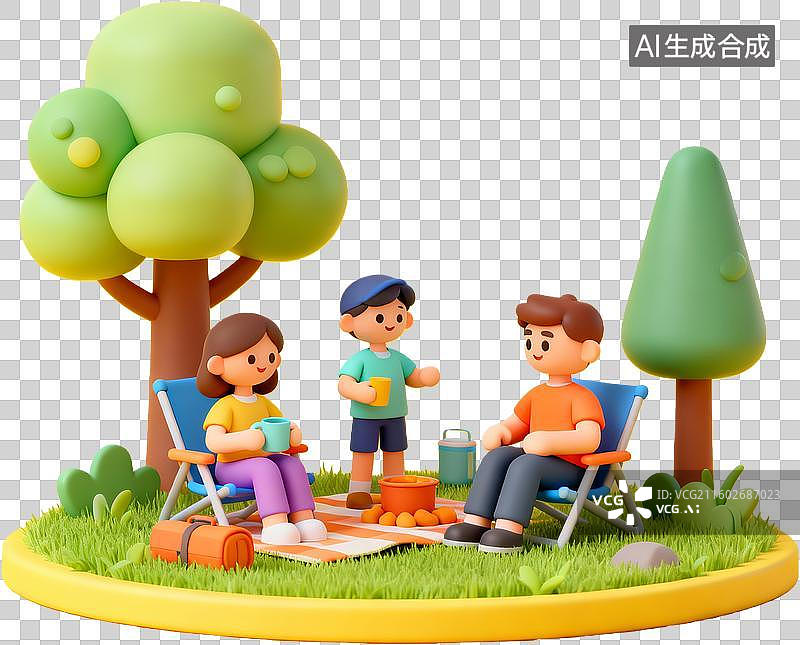 【AI数字艺术】一家人户外野餐的温馨时刻图片素材