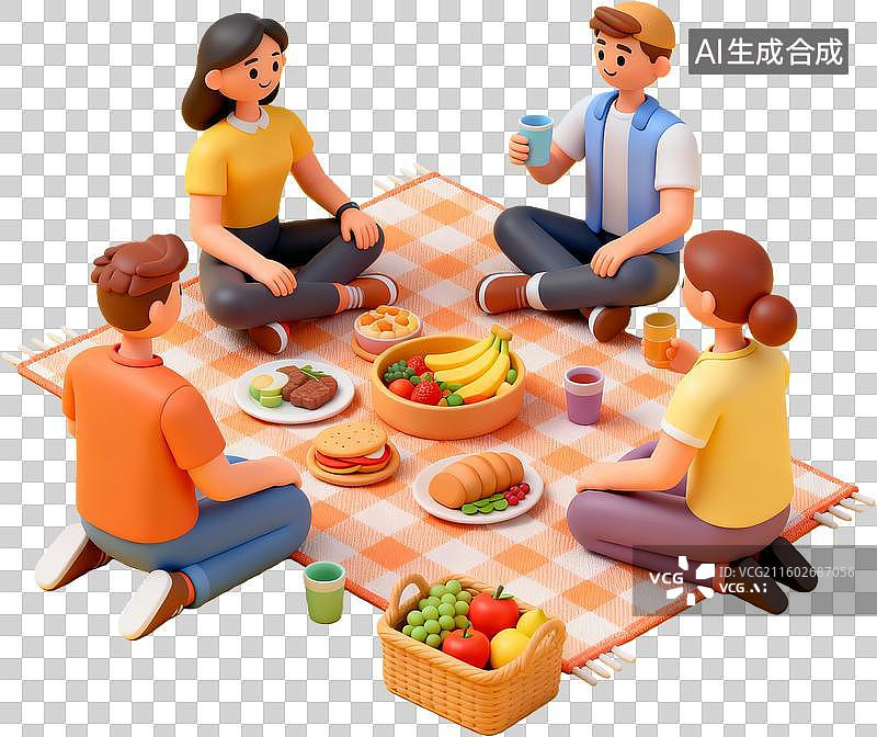 【AI数字艺术】朋友野餐聚会分享美食图片素材