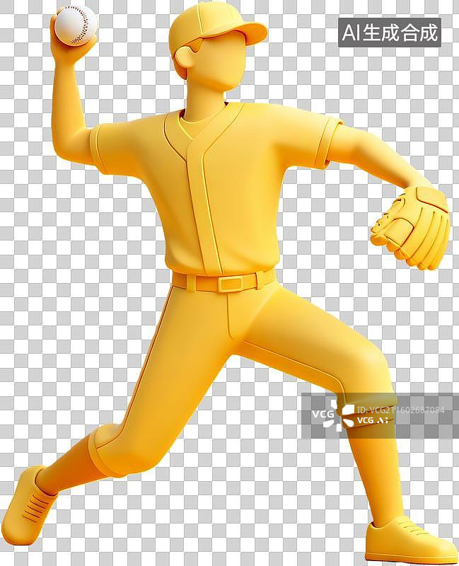 【AI数字艺术】黄色棒球投手动作展示图片素材