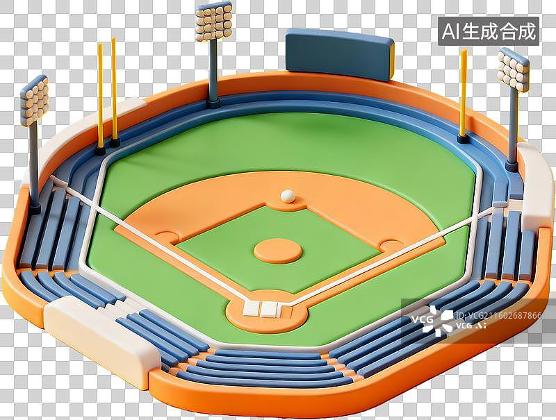 【AI数字艺术】卡通棒球场三维模型图片素材