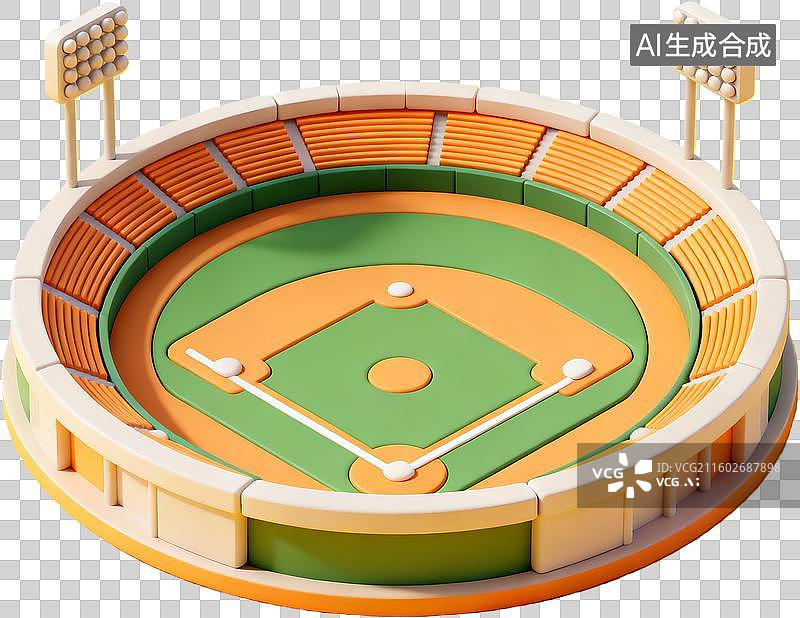 【AI数字艺术】棒球场三维模型设计图片素材