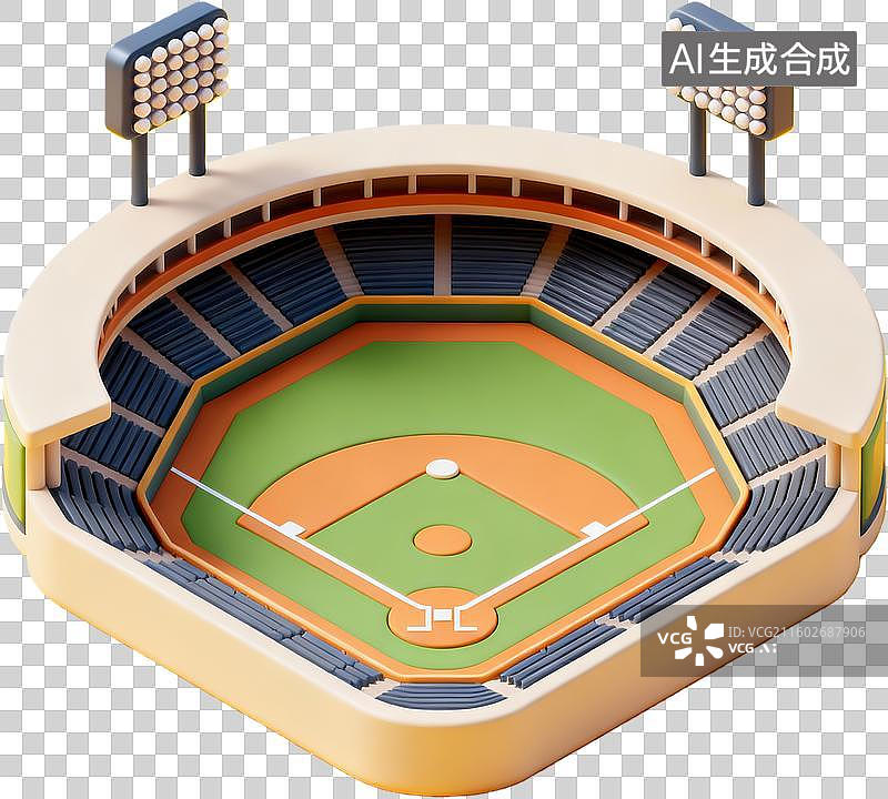【AI数字艺术】棒球场三维模型设计图片素材