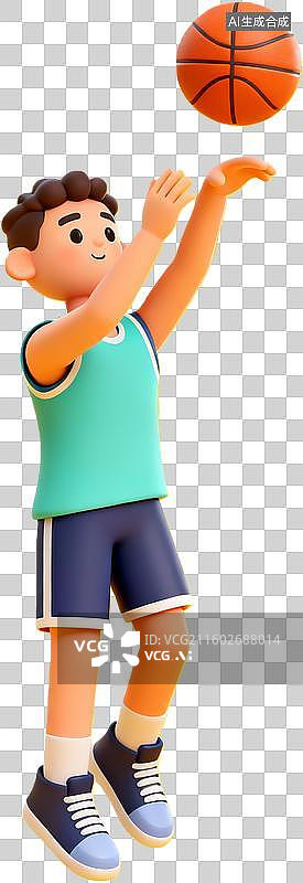 【AI数字艺术】男孩打篮球投篮动作图片素材