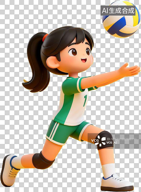 【AI数字艺术】女孩打排球运动瞬间图片素材